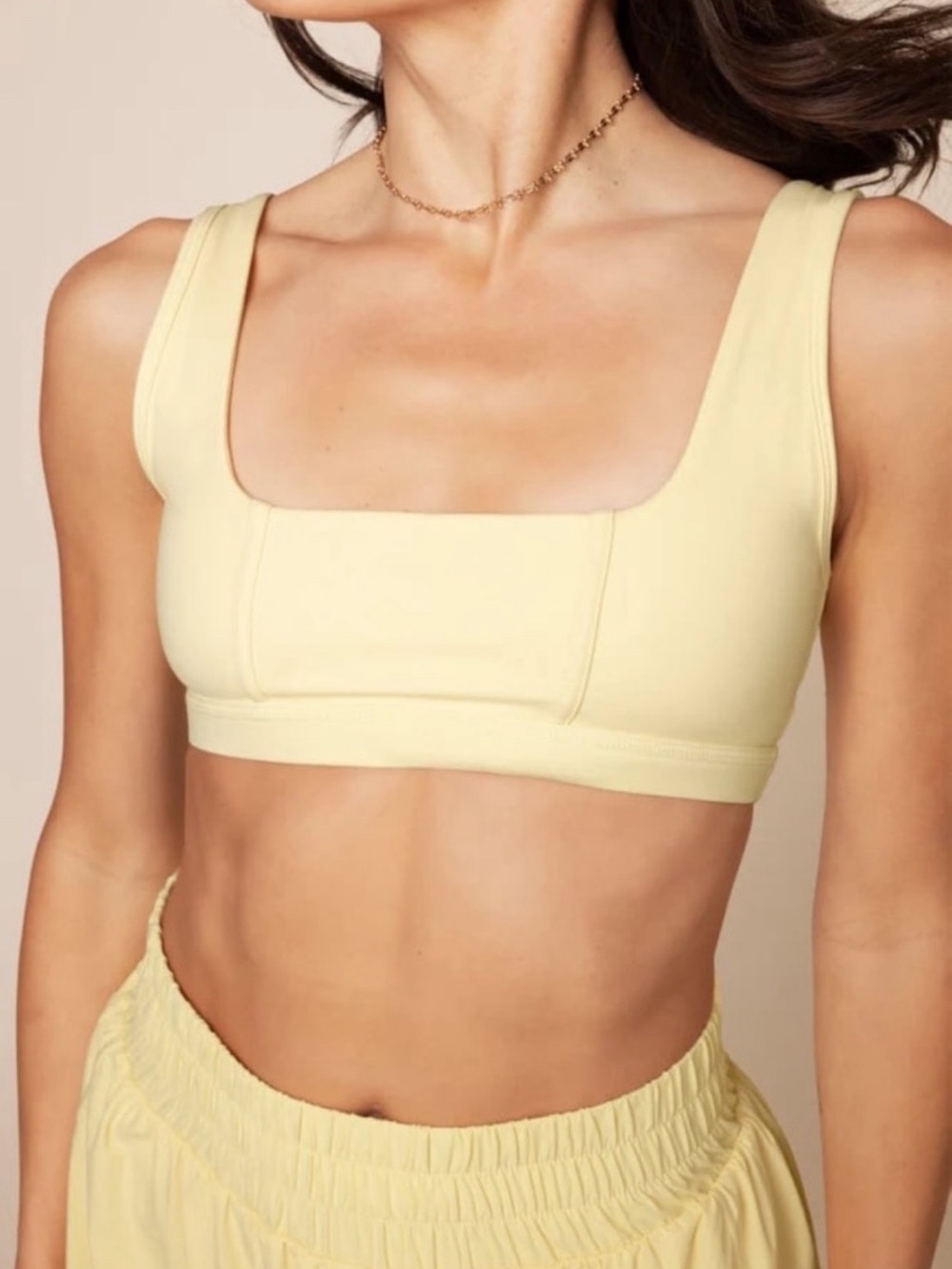 Popflex Corset Square Neck Sports Bra in Buttercream Yellow
